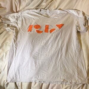 Laufey Light Gray Graphic Tee with Orange Abstract Laufey Tour Print